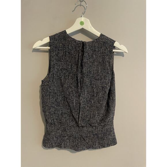 THEORY Blue White Beige Print‎ CAMARA 100% Silk Peplum Shirt Top Womens sz P/TP - Picture 5 of 7